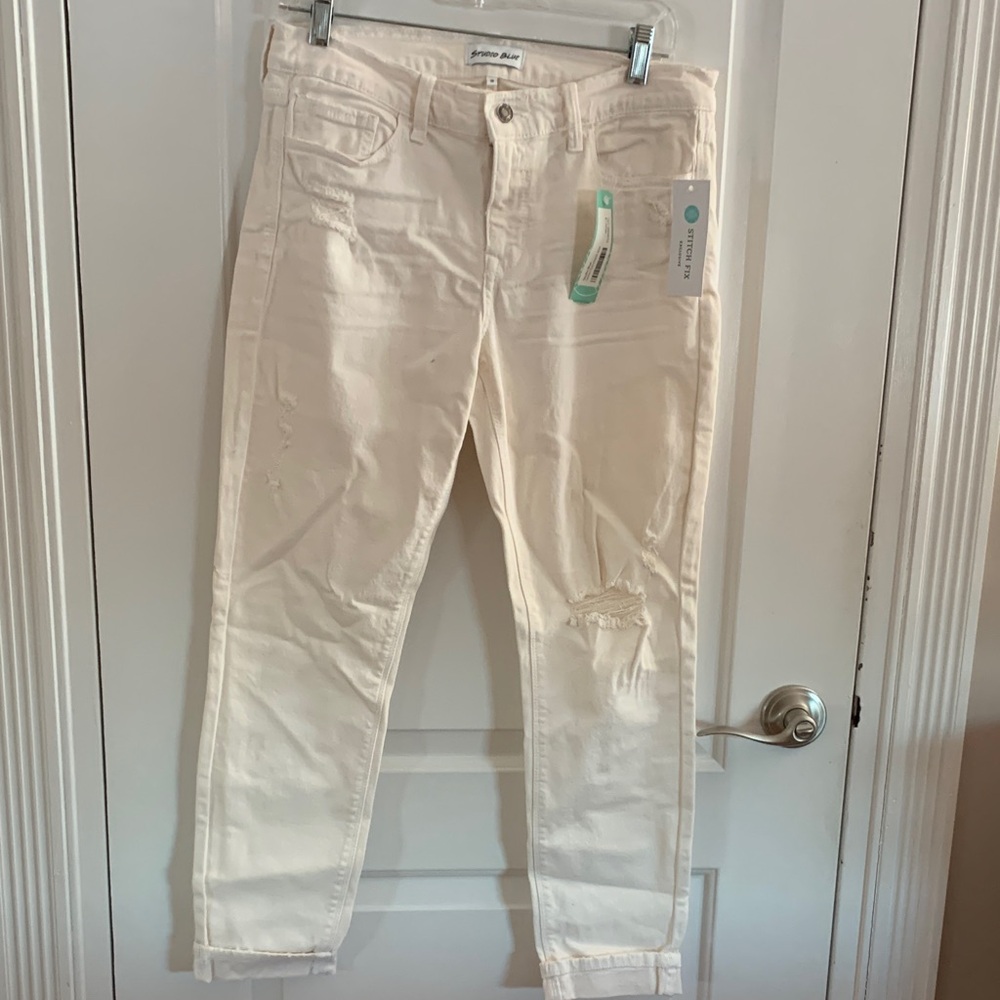 NWT Studio Blue Stitchfix White Cream Cropped Jeans